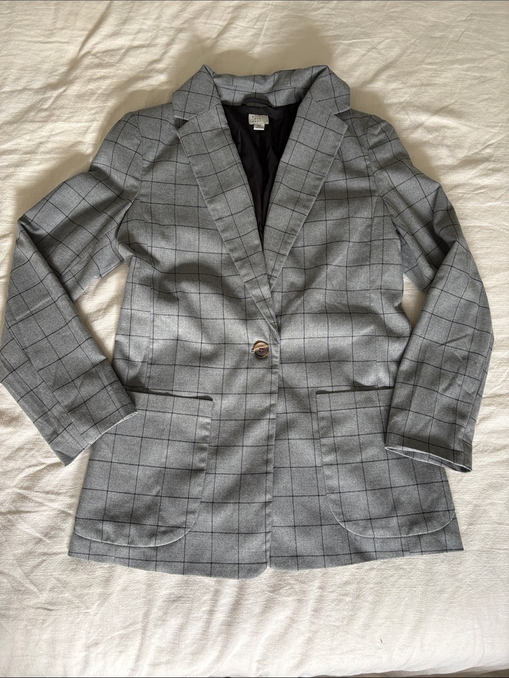 a new day Gray Windowpane Single-Button Blazer